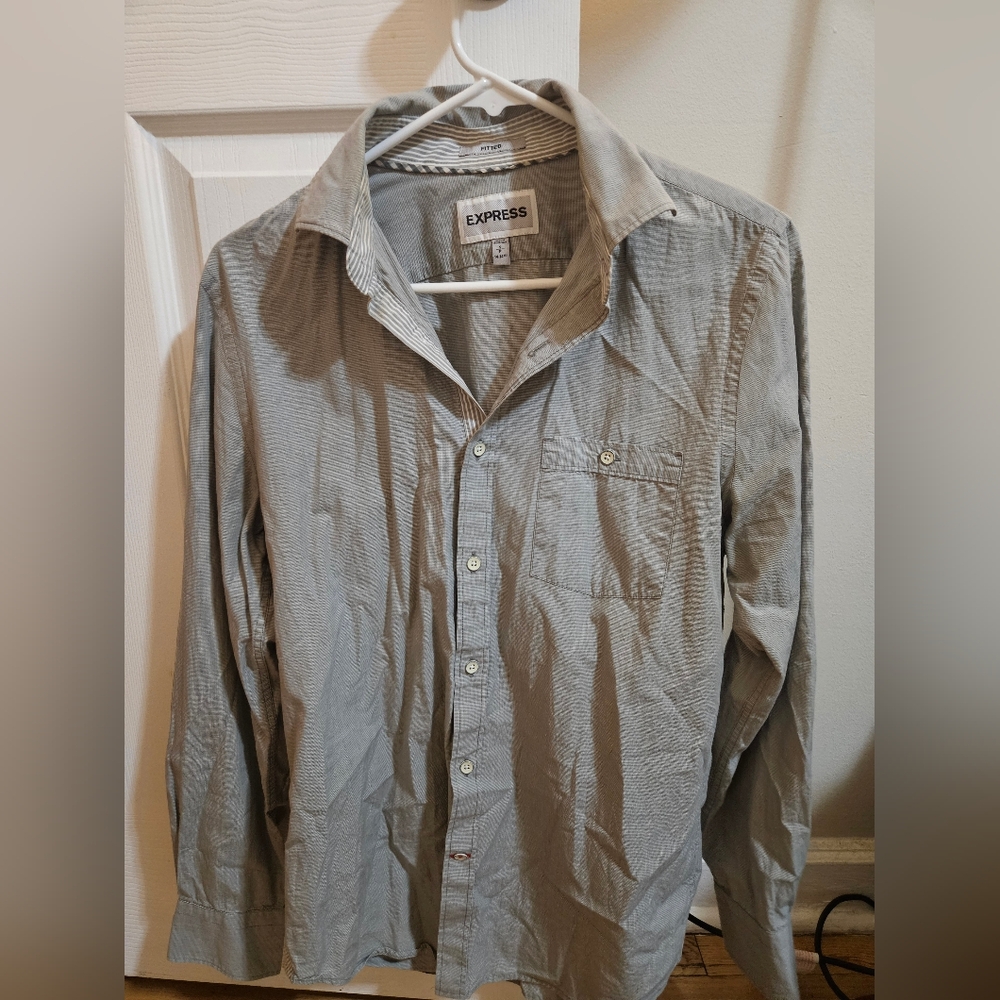 Express Men's Gray Button Up